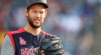 Los Angeles Dodgers starting pitcher Clayton Kershaw attends the 2019 Home Run Derby at Progressive Field