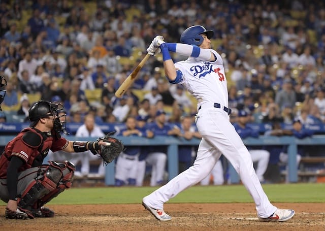 Los Angeles Dodgers right fielder Cody Bellinger hits a walk-off home run against the Arizona Diamondbacks