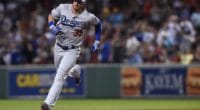 Los Angeles Dodgers right fielder Cody Bellinger rounds the bases after hitting a home run against the Boston Red Sox