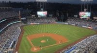 General view of Dodger Stadium during a game between the Arizona Diamondbacks and Los Angeles Dodgers