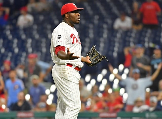Philadelphia Phillies closer Hector Neris ejected after throwing at Los Angeles Dodgers infielder David Freese