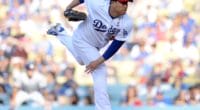 Los Angeles Dodgers starting pitcher Hyun-Jin Ryu against the San Diego Padres