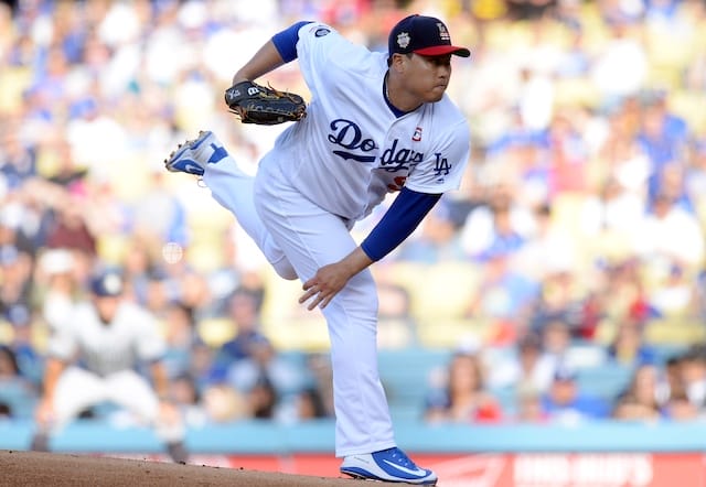 Los Angeles Dodgers starting pitcher Hyun-Jin Ryu against the San Diego Padres