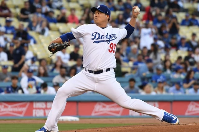 Los Angeles Dodgers starting pitcher Hyun-Jin Ryu against the Miami Marlins
