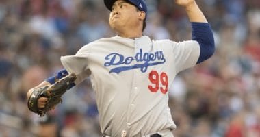 Los Angeles Dodgers starting pitcher Hyun-Jin Ryu against the Washington Nationals