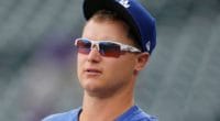 Los Angeles Dodgers outfielder Joc Pederson during batting practice at Coors Field