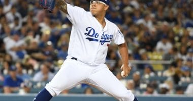 Los Angeles Dodgers pitcher Julio Urias against the Los Angeles Angels of Anaheim