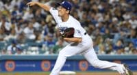 Los Angeles Dodgers pitcher Kenta Maeda makes a relief appearance against the Miami Marlins