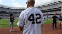 Former New York Yankees closer Mariano Rivera celebrated at Yankee Stadium