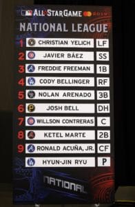 National League lineup for the 2019 MLB All-Star Game at Progressive Field