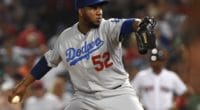 Los Angeles Dodgers relief pitcher Pedro Baez against the Boston Red Sox