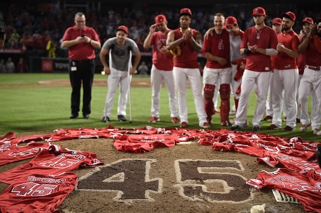 Moment of silence held before MLB game in memory of Angels pitcher
