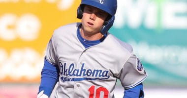 Triple-A Oklahoma City Dodgers catcher Will Smith rounds the bases after hitting a home run
