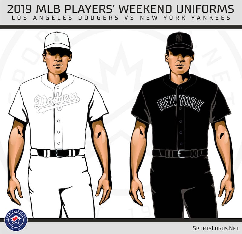 2019 Players Weekend uniforms for Los Angeles Dodgers and New York Yankees
