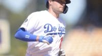 Los Angeles Dodgers center fielder A.J. Pollock rounds the bases after hitting a home run