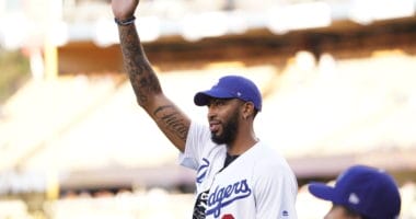Anthony Davis throws out the first pitch on Lakers Night at Dodger Stadium