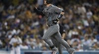 Arizona Diamondbacks catcher Carson Kelly rounds the bases after hitting a home run against the Los Angeles Dodgers