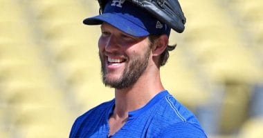 Los Angeles Dodgers pitcher Clayton Kershaw during batting practice