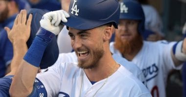 Los Angeles Dodgers All-Star Cody Bellinger is congratulated after hitting a home run