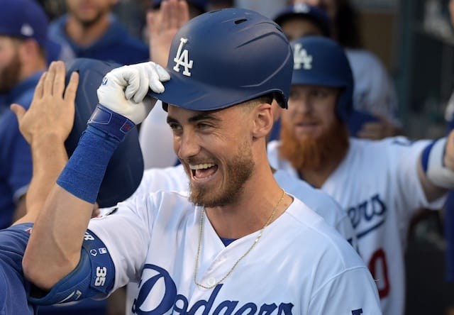 Los Angeles Dodgers All-Star Cody Bellinger is congratulated after hitting a home run