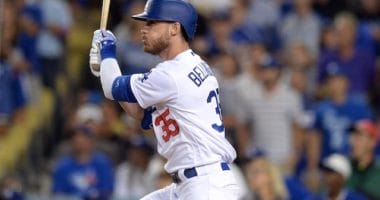 Los Angeles Dodgers All-Star Cody Bellinger hits a double