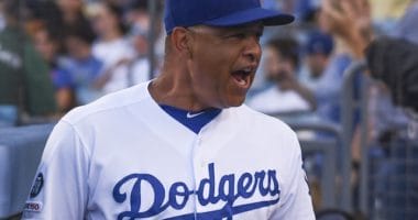 Los Angeles Dodgers manager Dave Roberts in the dugout