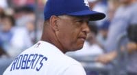 Los Angeles Dodgers manager Dave Roberts in the dugout