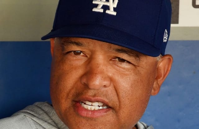 Los Angeles Dodgers manager Dave Roberts addresses the media