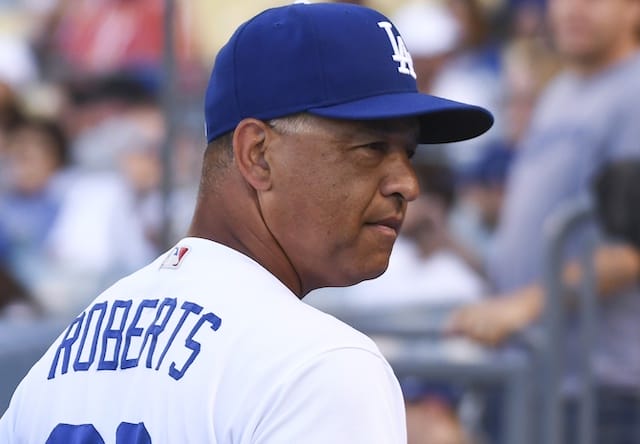 Los Angeles Dodgers manager Dave Roberts in the dugout