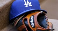 Los Angeles Dodgers cap with a glove
