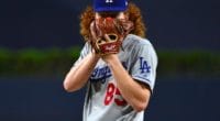 Los Angeles Dodgers pitcher Dustin May against the San Diego Padres