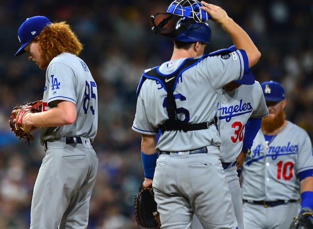 Los Angeles Dodgers manager Dave Robert removes Dustin May from his start against the San Diego Padres