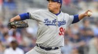 Los Angeles Dodgers pitcher Hyun-Jin Ryu in a start against the Atlanta Braves