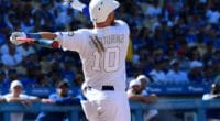 Los Angeles Dodgers third baseman Justin Turner at bat against the New York Yankees