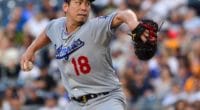 Los Angeles Dodgers pitcher Kenta Maeda against the San Diego Padres