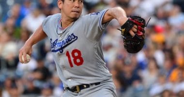Los Angeles Dodgers pitcher Kenta Maeda against the San Diego Padres