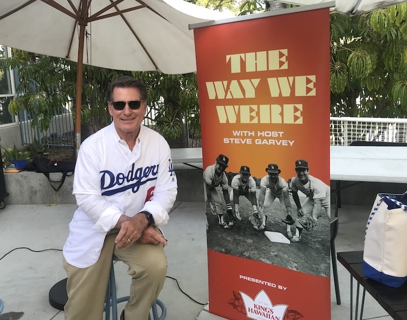 Los Angeles Dodgers legend Steve Garvey makes an appearance at Dodger Stadium