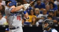 Los Angeles Dodgers catcher Will Smith hits a home run against the Miami Marlins