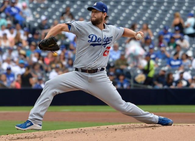 Los Angeles Dodgers pitcher Clayton Kershaw against the San Diego Padres
