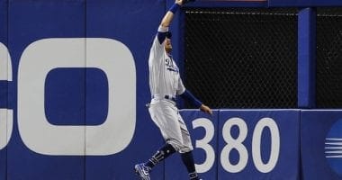 Los Angeles Dodgers All-Star Cody Bellinger makes a catch on the warning track