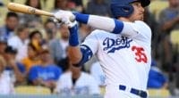 Los Angeles Dodgers All-Star Cody Bellinger hits a double