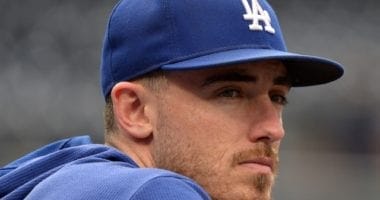 Los Angeles Dodgers All-Star Cody Bellinger looks on during batting practice at Petco Park