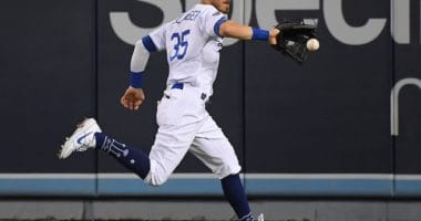 Los Angeles Dodgers All-Star Cody Bellinger cuts off a ball in the outfield