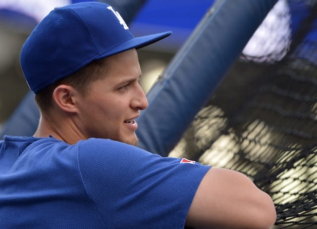 Los Angeles Dodgers shortstop Corey Seager during batting practice at Petco Park