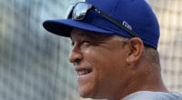 Los Angeles Dodgers manager Dave Roberts during batting practice at Petco Park
