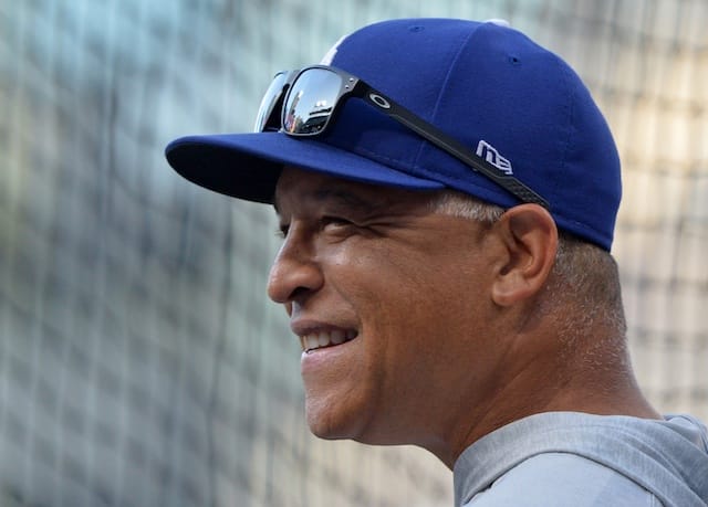 Los Angeles Dodgers manager Dave Roberts during batting practice at Petco Park