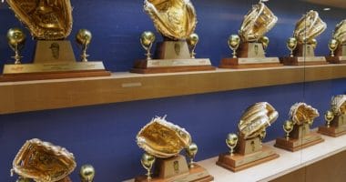 View of Gold Glove Awards that have been won by Los Angeles Dodgers players