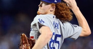 Los Angeles Dodgers pitcher Dustin May against the Arizona Diamondbacks