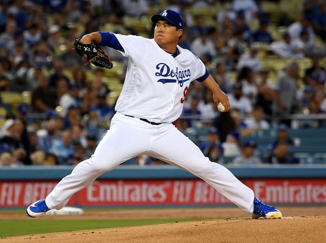 Los Angeles Dodgers pitcher Hyun-Jin Ryu against the Colorado Rockies
