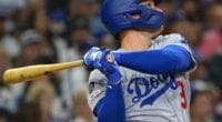 Los Angeles Dodgers outfielder Joc Pederson hits a home run against the San Diego Padres